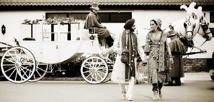 White Asian Horse and Carriage